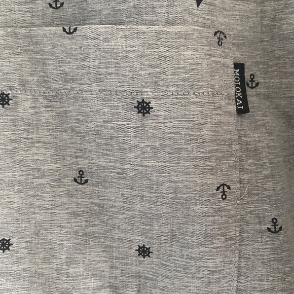 Molokai surf gray casual button up short sleeve nautical anchors and helm XXL - Picture 3 of 4